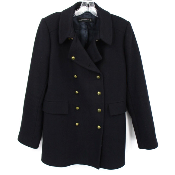 Zara Jackets & Coats Zara Coat Womens Xl Gold Button Military